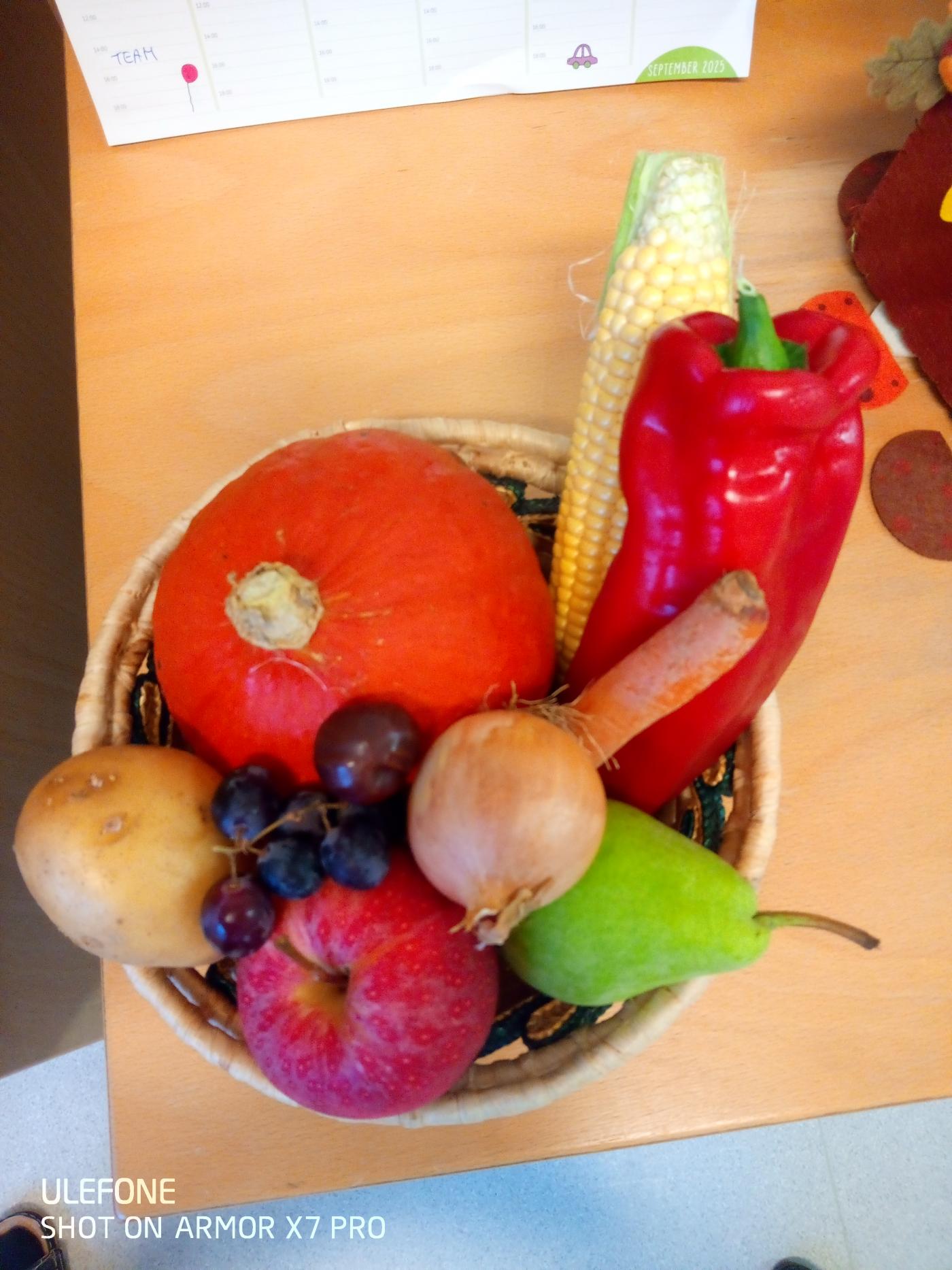 Bild zeigt einen Korb mit Obst und Gemüse